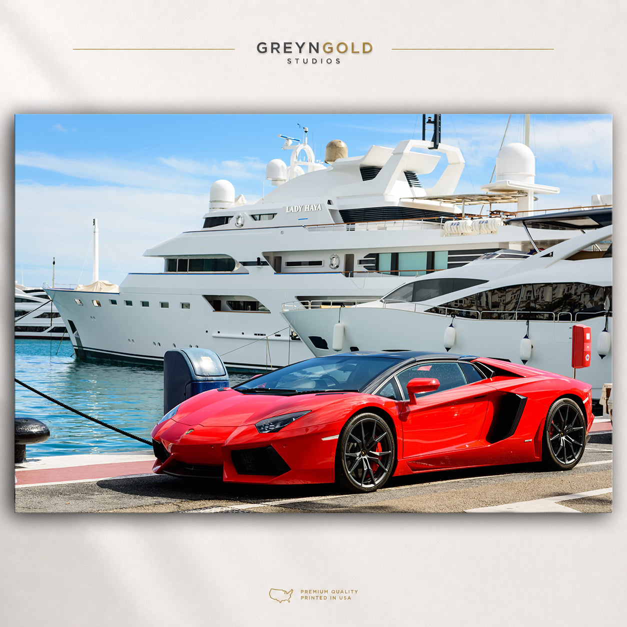 Red Lamborghini Aventador Luxury Supercar Wall Art - Sports Car Poster, Exotic Car Print, Racing Automotive, Modern Garage Office Bedroom Wall Decor Premium Poster Print - Pick Size