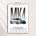 Toyota Supra MK4 A80 Poster - Japanese JDM Sports Car Wall Art, Racing Garage Decor, Car Lover Gift Premium Poster Print - Pick Size
