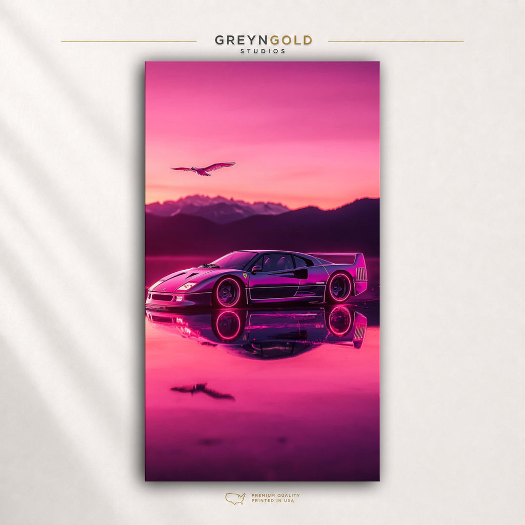 Ferrari F40 Italian Supercar Poster - Classic Sports Car Wall Art, Exotic Car Print, Luxury Automotive Artwork, Racing Garage Man Cave Decor Premium Poster Print - Pick Size