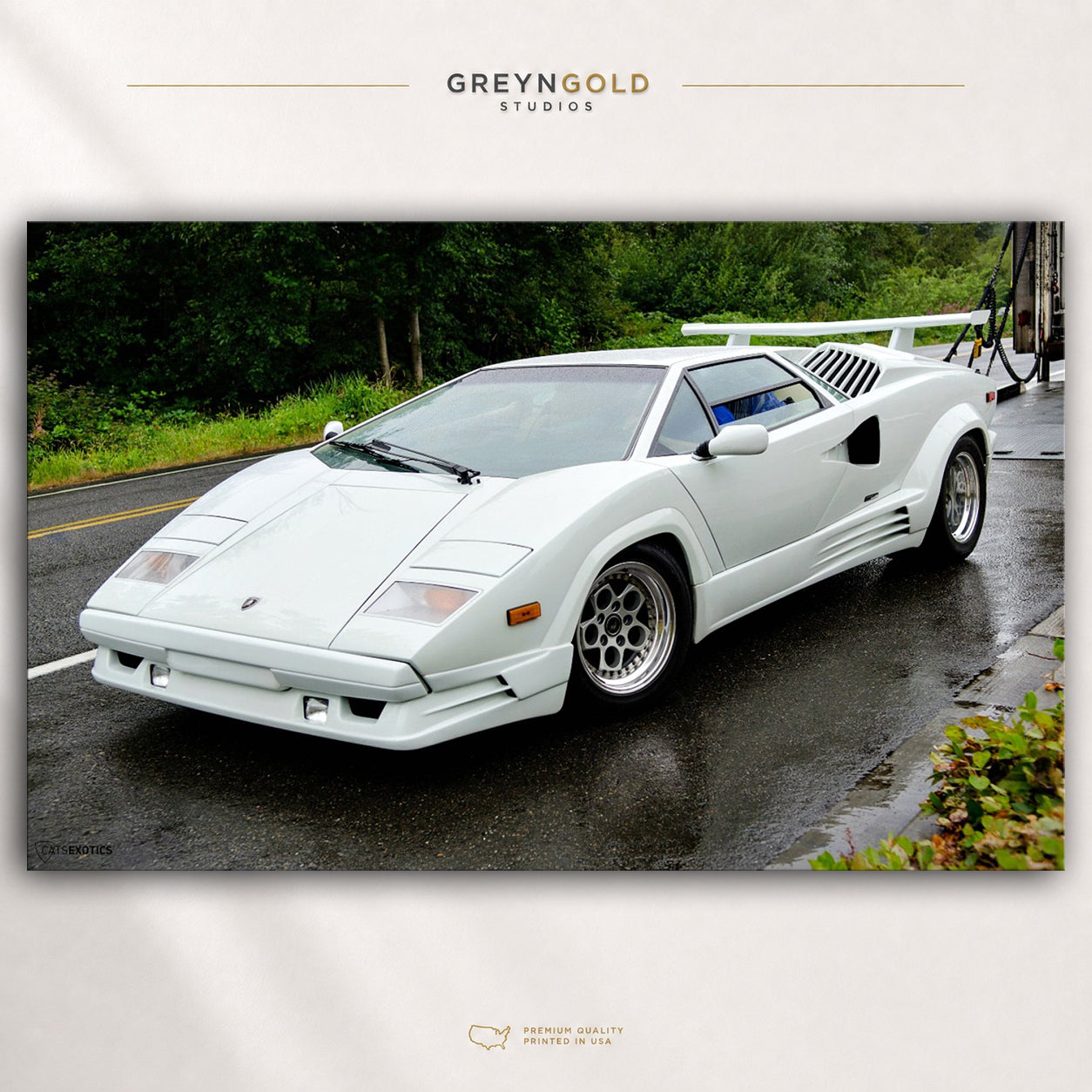 White Lamborghini Countach Exotic Supercars Poster - Luxury Sports Car Wall Art, Racing Car Print, Automotive Decor, Car Lover Gift, Garage Man Cave Wall Art Premium Poster Print - Pick Size