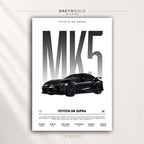 Toyota GR Supra Super Car Poster - Japanese JDM Sports Car Wall Art, Racing Garage Decor, Car Lover Gift Premium Poster Print - Pick Size