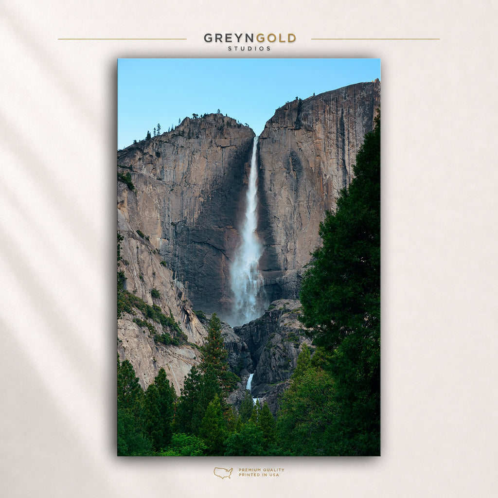 Yosemite Falls National Park Poster – California USA Waterfall Wall Art, Granite Mountain Landscape, Scenic Nature Travel Print Premium Poster Print - Pick Size