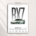 Mazda RX-7 FD Super Car Poster - Japanese JDM Sports Car Wall Art, Racing Garage Decor, Luxury Car Art, Car Lover Gift Premium Poster Print - Pick Size