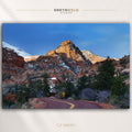Zion National Park Utah Wall Art – Snowy Mountain Road Poster, Red Rock Winter Landscape, USA Travel Decor Premium Poster Print - Pick Size