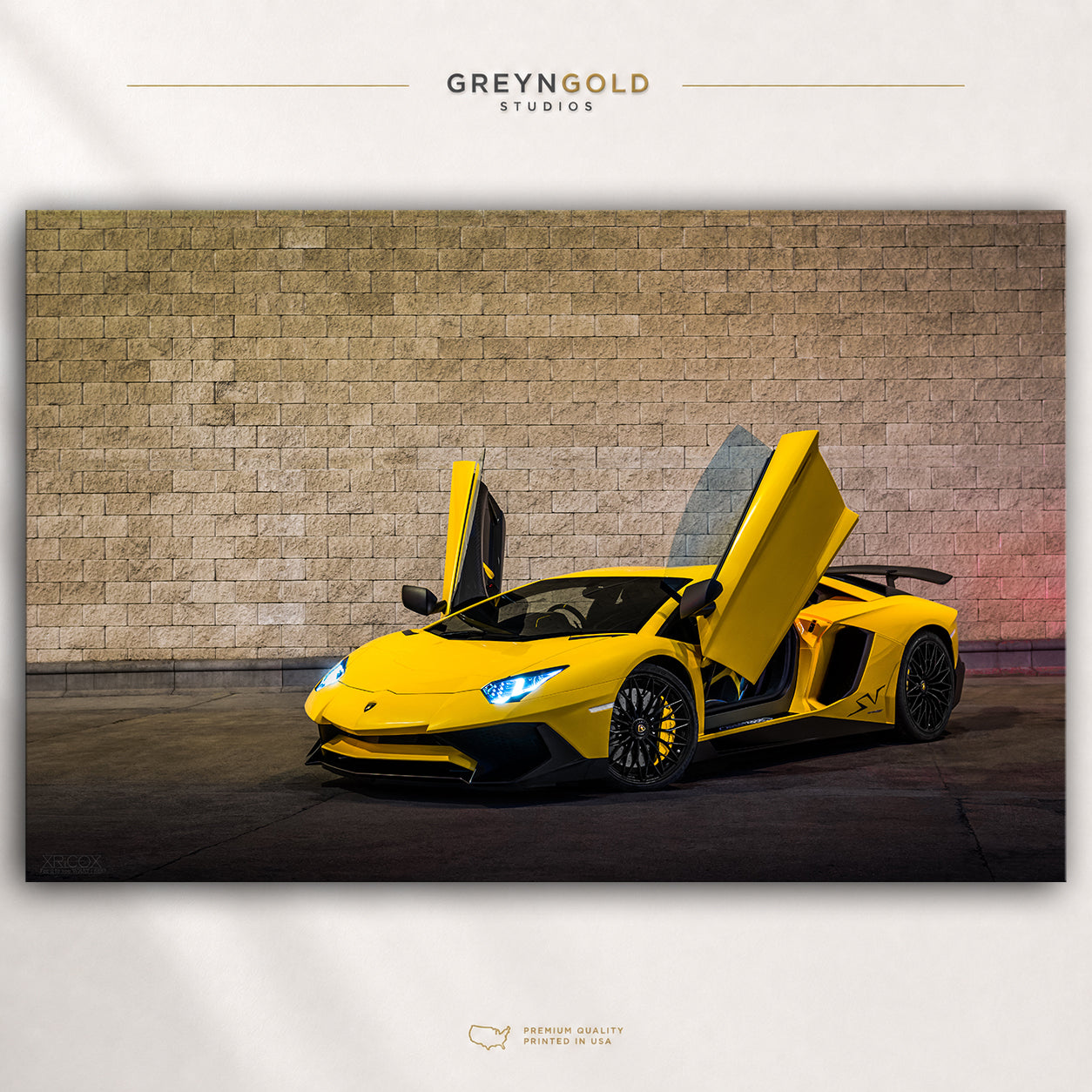 Yellow Lamborghini Aventador Super Cars Wall Poster - Exotic Sports Car Artwork, Luxury Racing Car Print, Automotive Wall Decor, Garage Bedroom Office Car Art Premium Poster Print - Pick Size