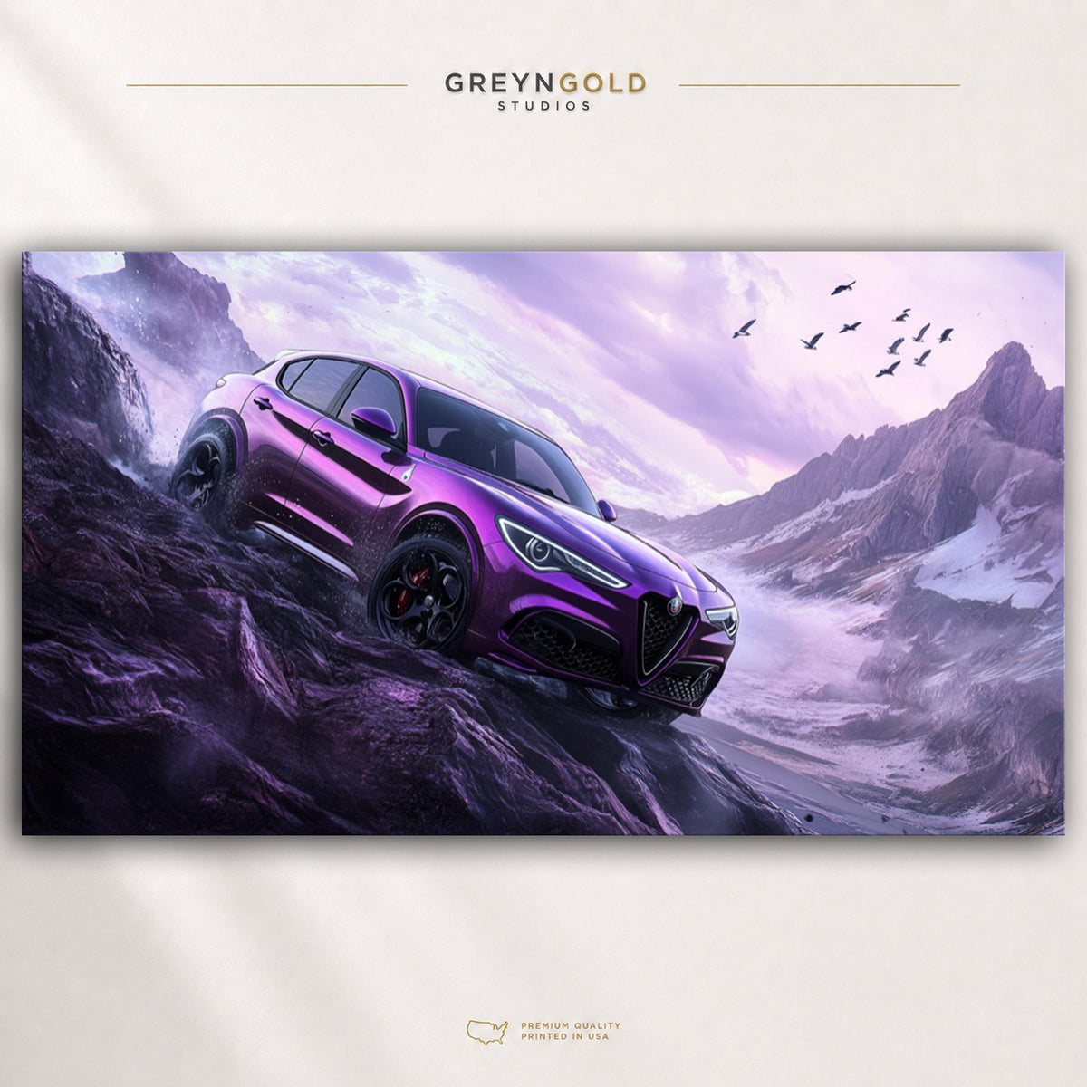 Alfa Romeo Italian Super Car Wall Art - Luxury Sports Car Poster, Exotic Car Print, Racing Automotive Decor, Modern Garage Office Bedroom Premium Poster Print - Pick Size