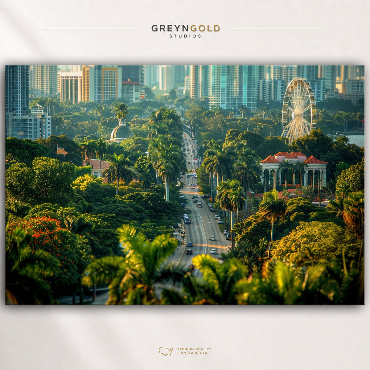 Miami Cityscape Poster, Florida Skyline Wall Art, Miami Travel Print, USA City Wall Decor for Home & Office Premium Poster Print - Pick Size