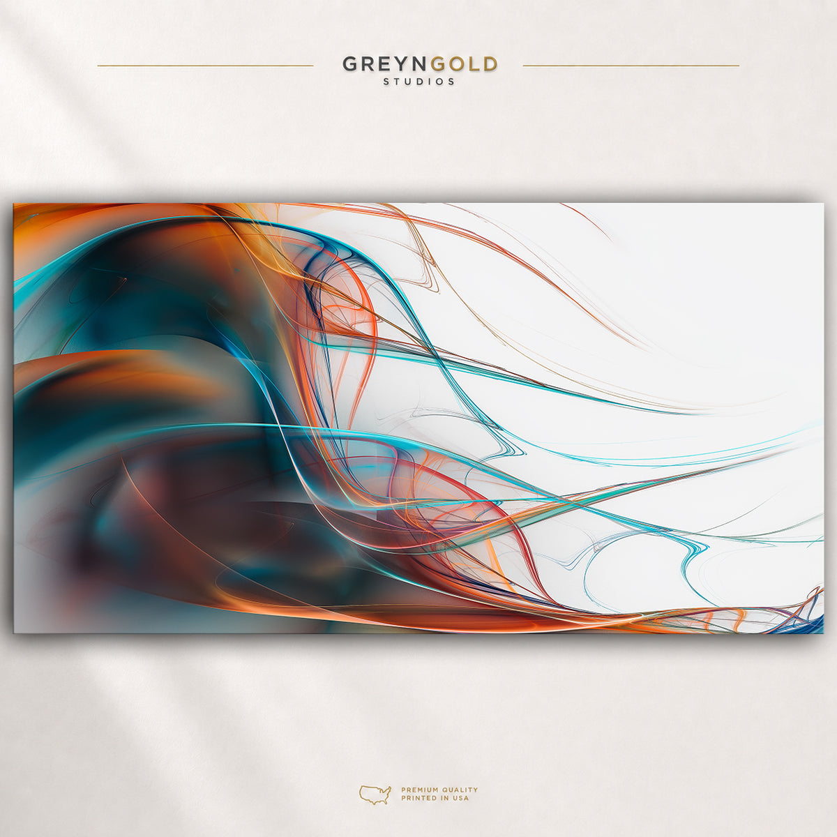 Luxury Abstract Wall Art Poster – Modern Teal Orange Contemporary Interior Decor, Bedroom Living Room or Office Premium Poster Print - Pick Size