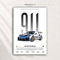 Porsche 911 GT2 RS 991.2 Poster, German Sports Car Wall Art, Supercar Print, Racing Automotive Decor, Garage Man Cave Car Premium Poster Print - Pick Size