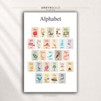 Kids ABC Alphabet Poster – Colorful Educational Learning Chart with Animals & Objects, Nursery Preschool Classroom Wall Art Premium Poster Print - Pick Size