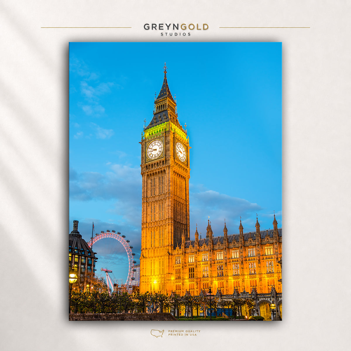 Big Ben London Poster – Elizabeth Tower & London Eye Wall Art, England Travel Print, London City Decor Premium Poster Print - Pick Size