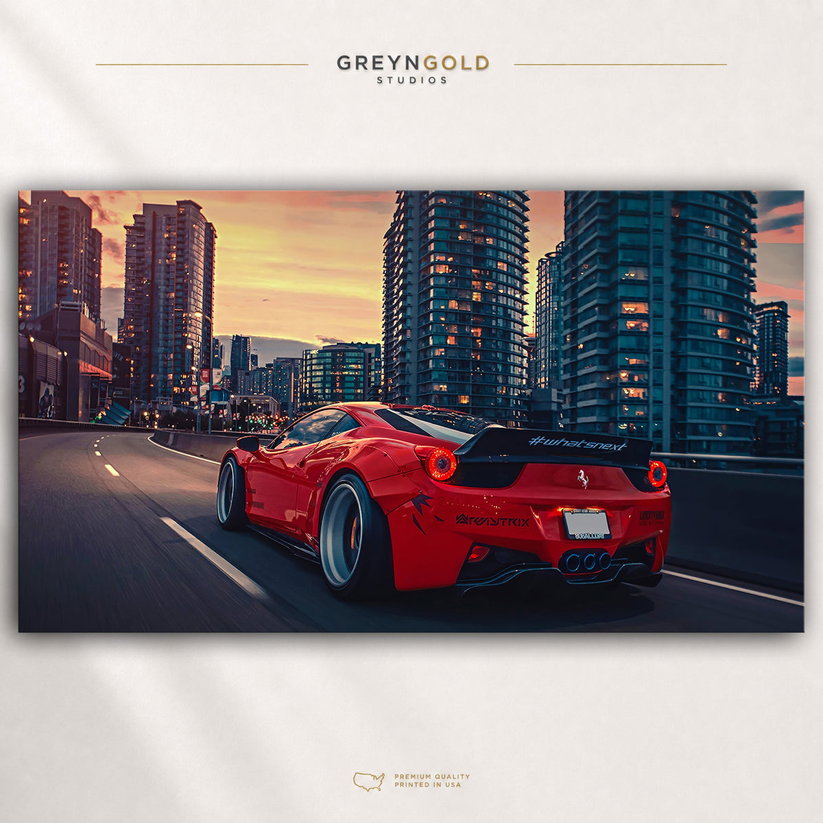 Ferrari 458 Supercar Poster – Red Italian Exotic Sports Car Wall Art, Luxury Racing Car Print, Automotive Garage Decor, Italy Car Lover Gift Premium Poster Print - Pick Size