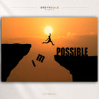 Positive Mindset Wall Art Poster – Possible Inspirational Quote Print for Office, Gym & Bedroom Premium Poster Print - Pick Size