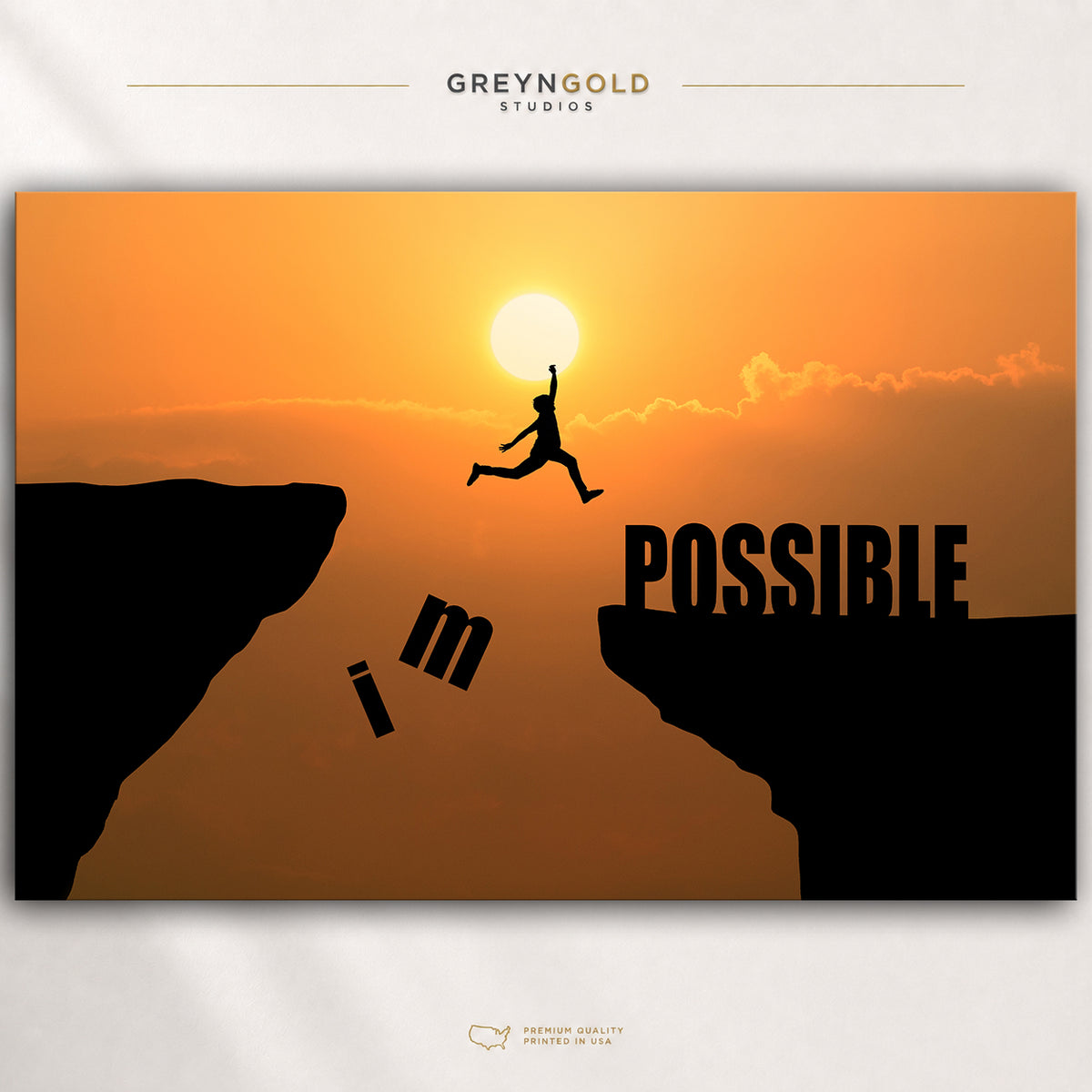 Positive Mindset Wall Art Poster – Possible Inspirational Quote Print for Office, Gym & Bedroom Premium Poster Print - Pick Size