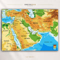 Detailed Middle East Political Map Wall Art Poster – Countries & Capitals Geography Print, Gulf Countries Map Classroom Learning Decor, Kids Study Room Poster, Travel Map, Office & Home Decor Premium Poster Print - Pick Size