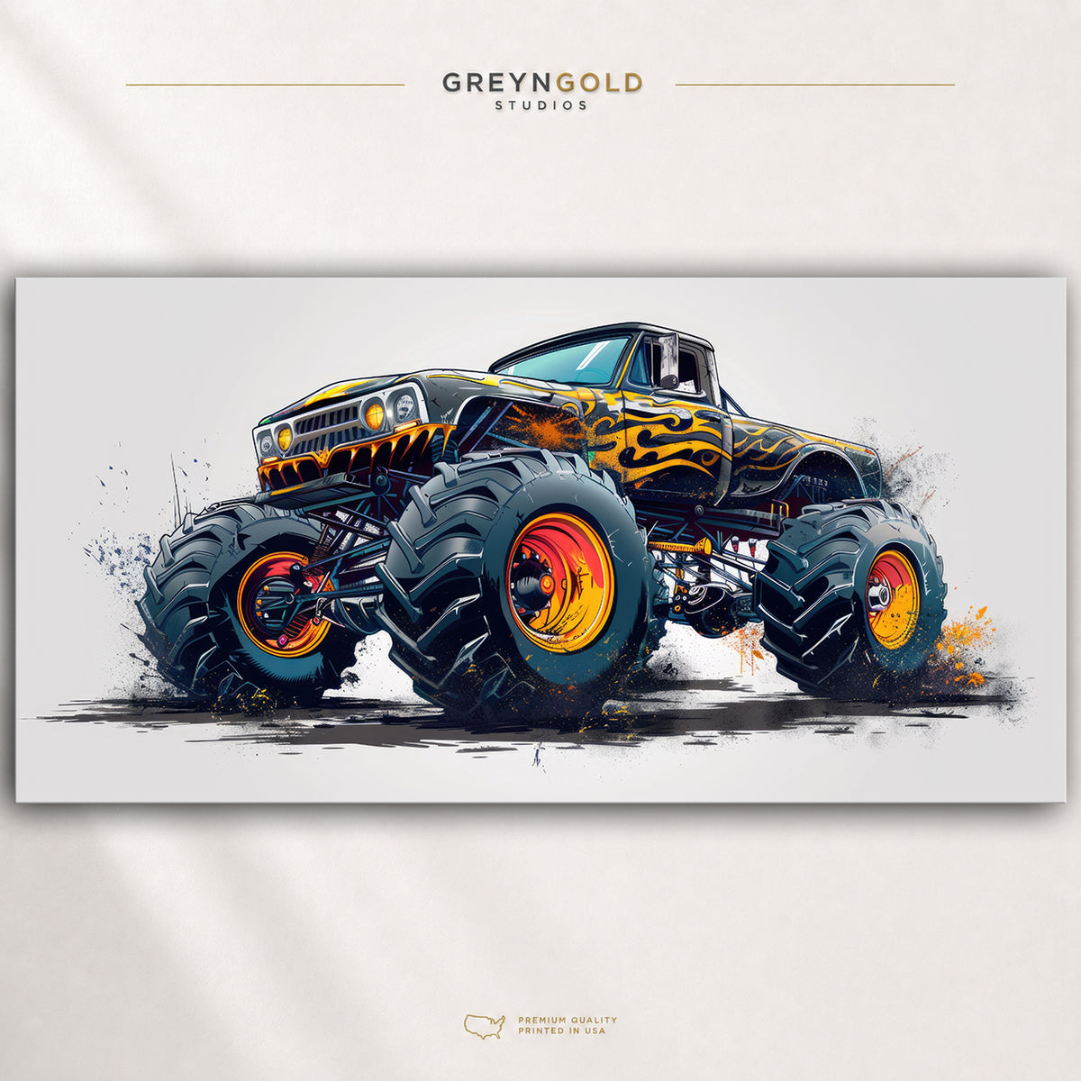 Monster Truck Wall Art – Off Road 4x4 Truck Poster, Kids Room Decor, Garage Wall Print Premium Poster Print - Pick Size