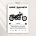 Harley-Davidson Fat Boy Poster - Adventure Motorcycle Wall Art, American Motorbike Print, Touring Bike Garage Decor, Biker Gift Premium Poster Print - Pick Size