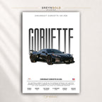 Chevrolet Corvette C8 Z06 Poster - American Supercar Wall Art, Sports Car Print, Racing Garage Decor, Performance Car Lover Gift Premium Poster Print - Pick Size