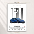 Tesla Model S Plaid Poster - American Electric Performance Car Wall Art, Modern Automotive Garage Decor, Car Lover Gift Premium Poster Print - Pick Size