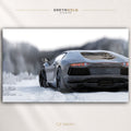 Lamborghini Aventador Italian Sport Car Poster - Luxury Car Wall Art, Exotic Car Print, Snow Mountain Automotive Decor, Racing Car Premium Poster Print - Pick Size