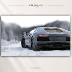 Lamborghini Aventador Italian Sport Car Poster - Luxury Car Wall Art, Exotic Car Print, Snow Mountain Automotive Decor, Racing Car Premium Poster Print - Pick Size