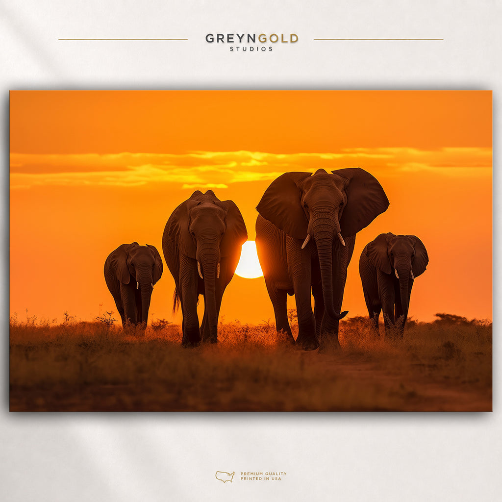 Elephant Family Wall Art Poster - Wildlife Print, Safari Animal Decor, Wild Animal Nature Artwork, Living Room Office Bedroom Wall Art Premium Poster Print - Pick Size