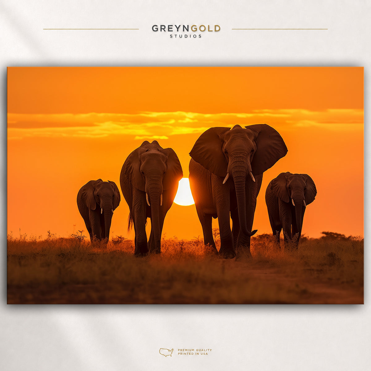 Elephant Family Wall Art Poster - Wildlife Print, Safari Animal Decor, Wild Animal Nature Artwork, Living Room Office Bedroom Wall Art Premium Poster Print - Pick Size
