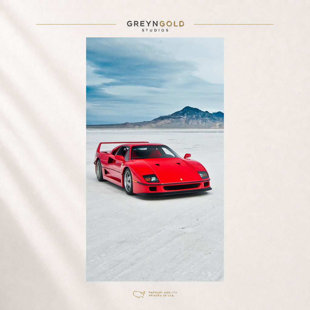 Ferrari F40 Wall Art Poster – Classic Italian Exotic Supercar Print, Red Sports Car Artwork, Luxury Racing Automotive Decor, Garage Man Cave Gift Premium Poster Print - Pick Size