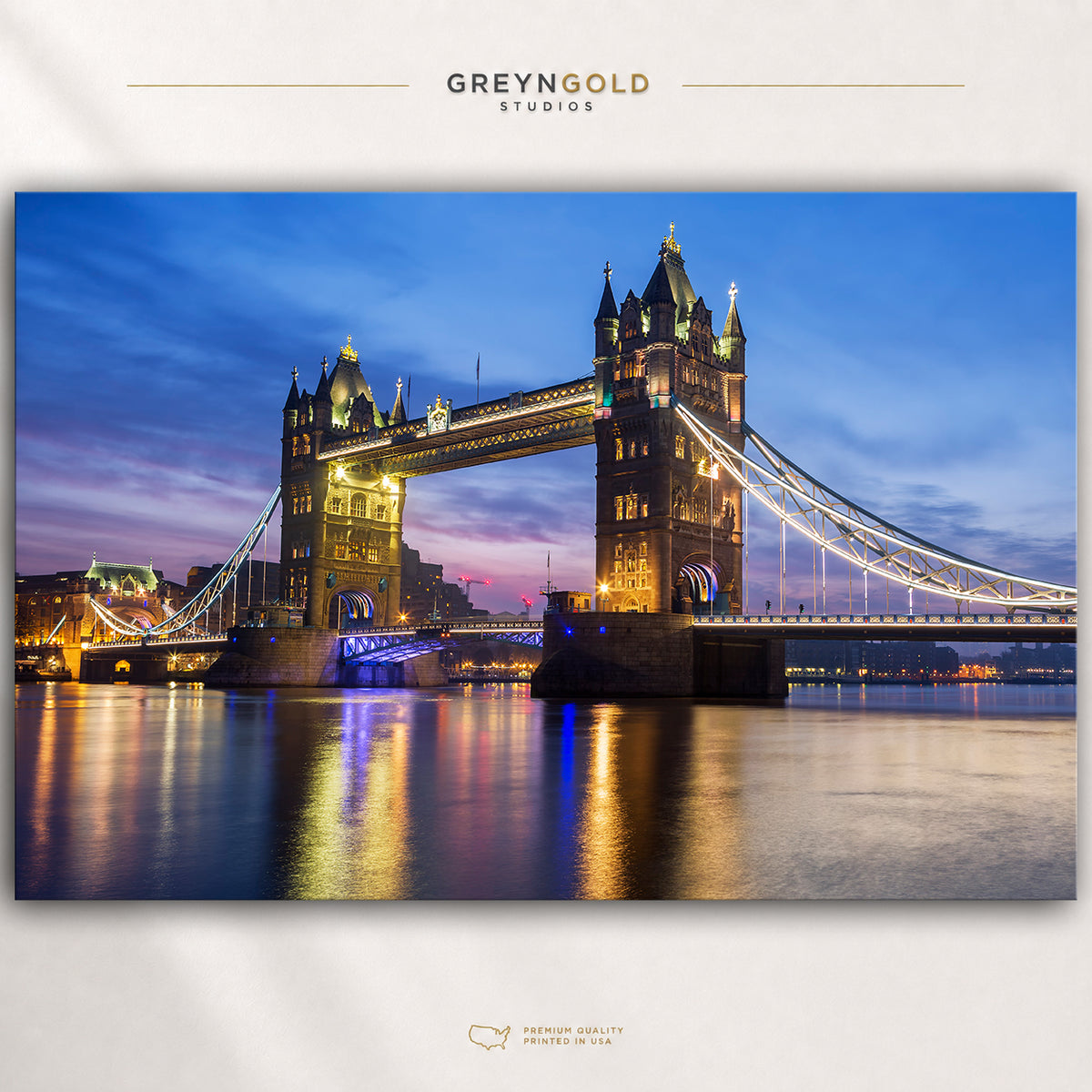 Tower Bridge London Poster – River Thames Night Wall Art, England Cityscape Travel Photography Print, UK Landmark Home Decor Premium Poster Print - Pick Size