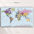 Political World Map Wall Art Poster – Detailed Countries & Continents Map, Educational Geography Print, World Atlas Kids Learning Poster, Classroom Office Travel Decor Premium Poster Print - Pick Size