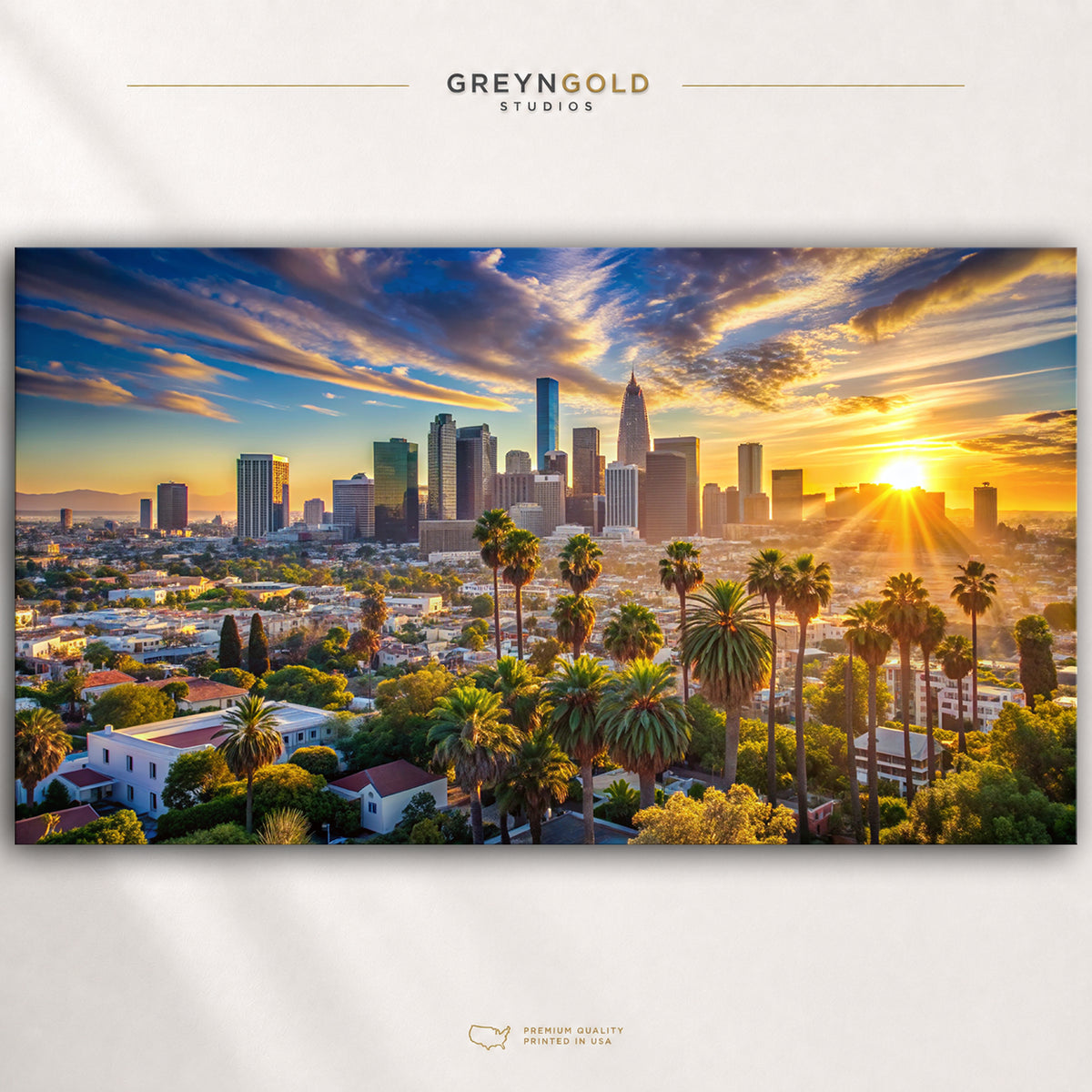 Los Angeles Wall Art Poster – Downtown LA Skyline at Dusk, California Cityscape Print, Modern City Decor Premium Poster Print - Pick Size