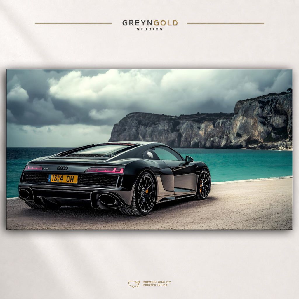 Audi R8 German Super Car Wall Art - Luxury Sports Car Poster, Exotic Car Print, Racing Automotive Decor, Modern Garage Office Bedroom Premium Poster Print - Pick Size