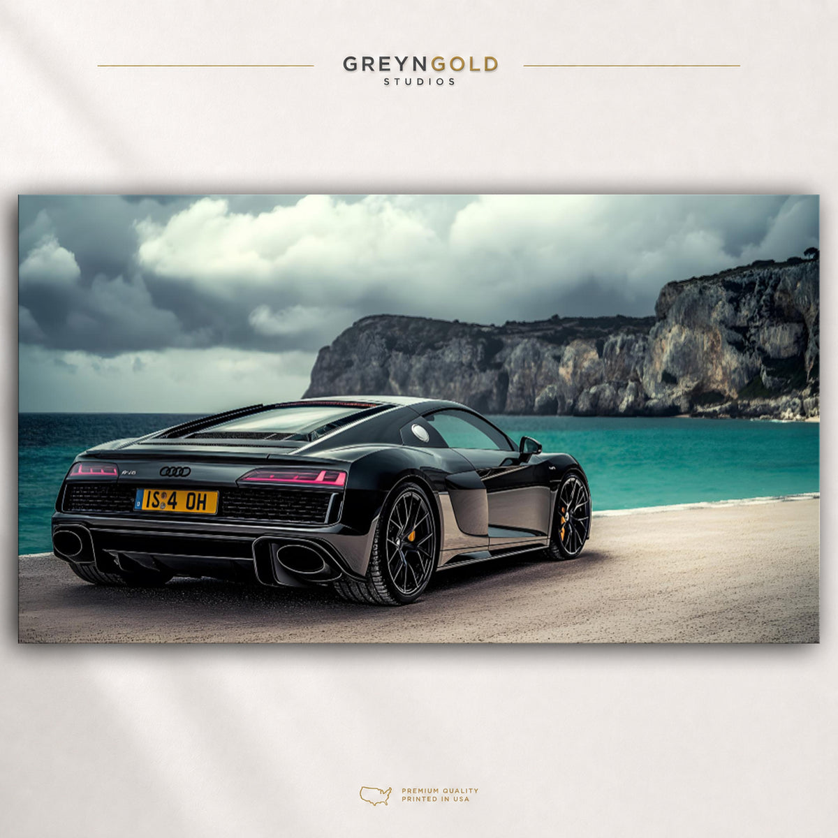 Audi R8 German Super Car Wall Art - Luxury Sports Car Poster, Exotic Car Print, Racing Automotive Decor, Modern Garage Office Bedroom Premium Poster Print - Pick Size