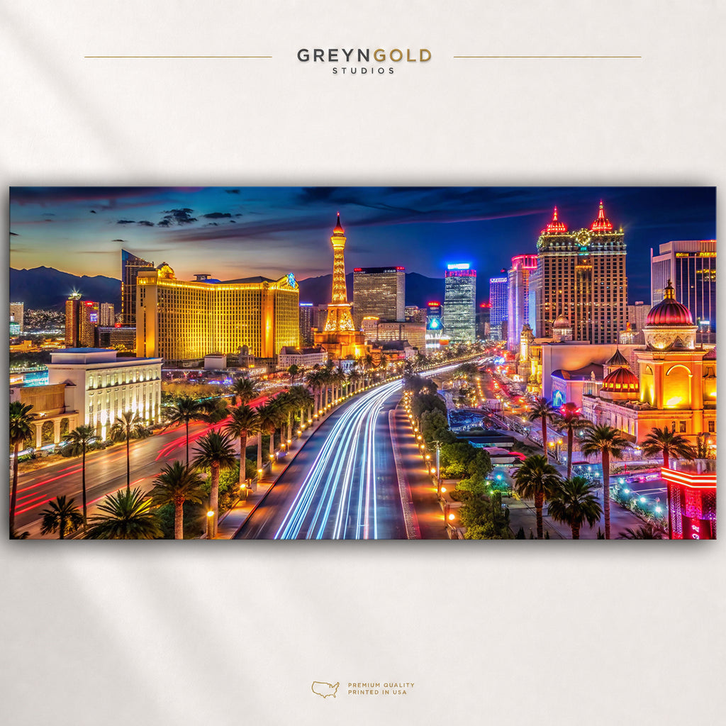 Las Vegas Skyline Wall Art Poster – Cityscape Print, Modern Urban Architecture Home & Office Decor Premium Poster Print - Pick Size