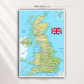United Kingdom Political Map Wall Art Poster – Detailed England Educational Map, UK Cities & Roads Geography Print, British Isles Travel Map, Classroom Learning Poster, Kids Study Room Art Premium Poster Print - Pick Size