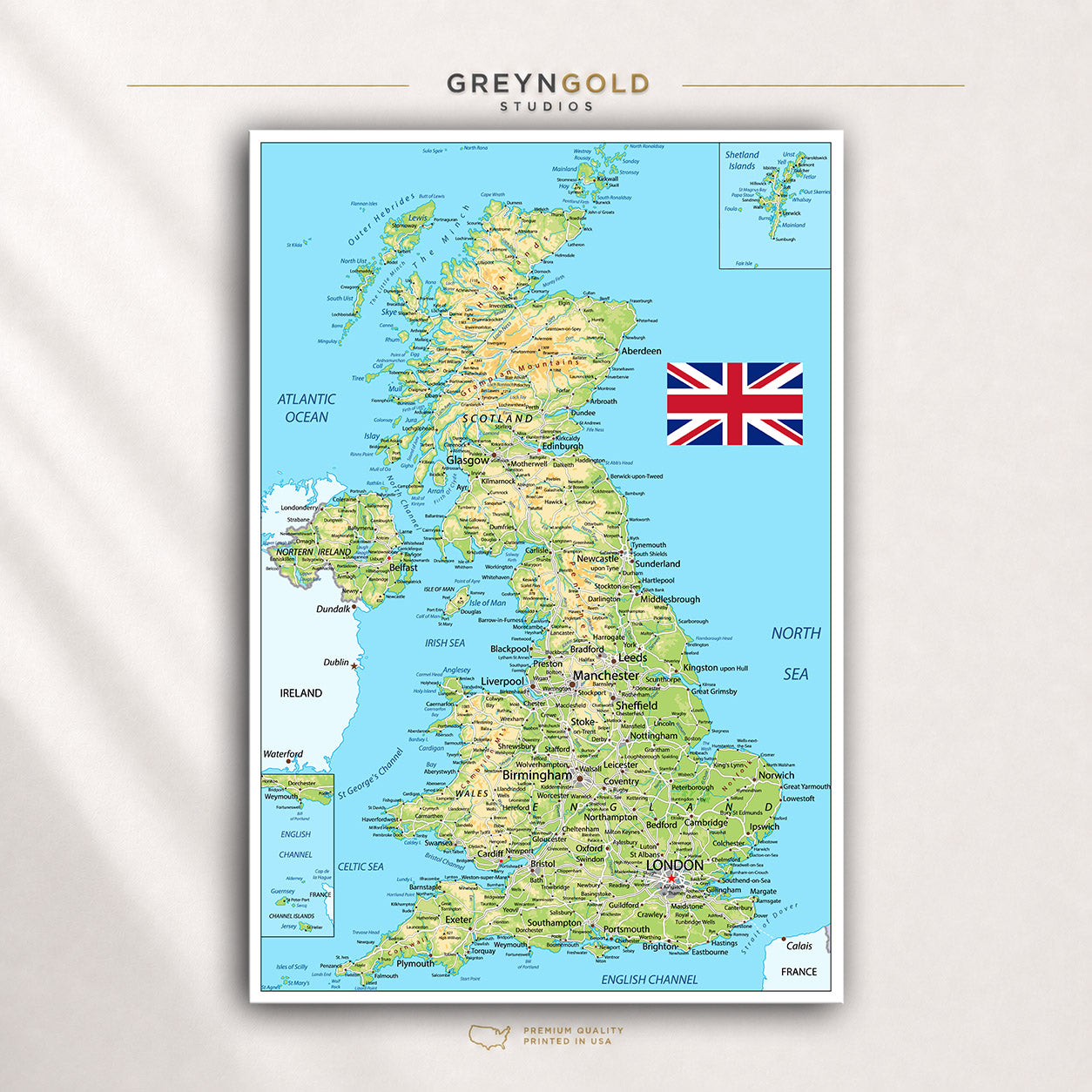 United Kingdom Political Map Wall Art Poster – Detailed England Educational Map, UK Cities & Roads Geography Print, British Isles Travel Map, Classroom Learning Poster, Kids Study Room Art Premium Poster Print - Pick Size