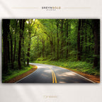 Misty Tree Tunnel Wall Art - Scenic Woodland Nature Poster, Green Forest Path Art, Peaceful Living Room Bedroom Decor Premium Poster Print - Pick Size