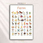 Farm Animals Educational Poster for Kids – Farm Vocabulary Learning Chart, Preschool Classroom Wall Art, Nursery & Homeschool Decor Premium Poster Print - Pick Size