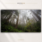 Misty Forest Poster - Foggy Woodland Wall Art, Green Nature Print, Mountain Forest Decor, Wilderness Wall Art, Cabin Bedroom Premium Poster Print - Pick Size