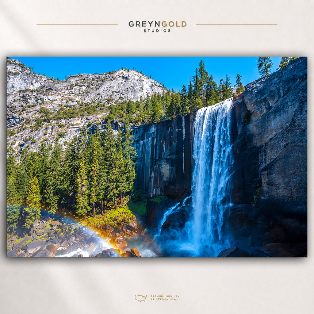 Yosemite National Park Poster – Vernal Fall California USA Waterfall Wall Art, Scenic Nature Landscape Travel Print, Living Room Decor Premium Poster Print - Pick Size