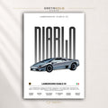 Lamborghini Diablo SV Poster - Classic Italian Supercar Wall Art, Sports Car Specification Print, Retro Garage Decor, Car Lover Gift Premium Poster Print - Pick Size