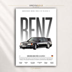 Mercedes-Benz 190E 2.5-16 Evolution II Poster, German Classic Sports Sedan Wall Art, Racing Car Print, Vintage Motorsport Garage Decor, Car Lover Gift Premium Poster Print - Pick Size