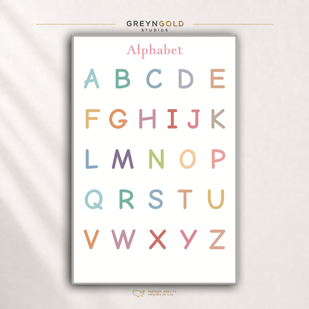Alphabet Poster for Kids – ABC Educational Wall Art, Preschool Classroom Decor, Nursery Learning Print Premium Poster Print - Pick Size