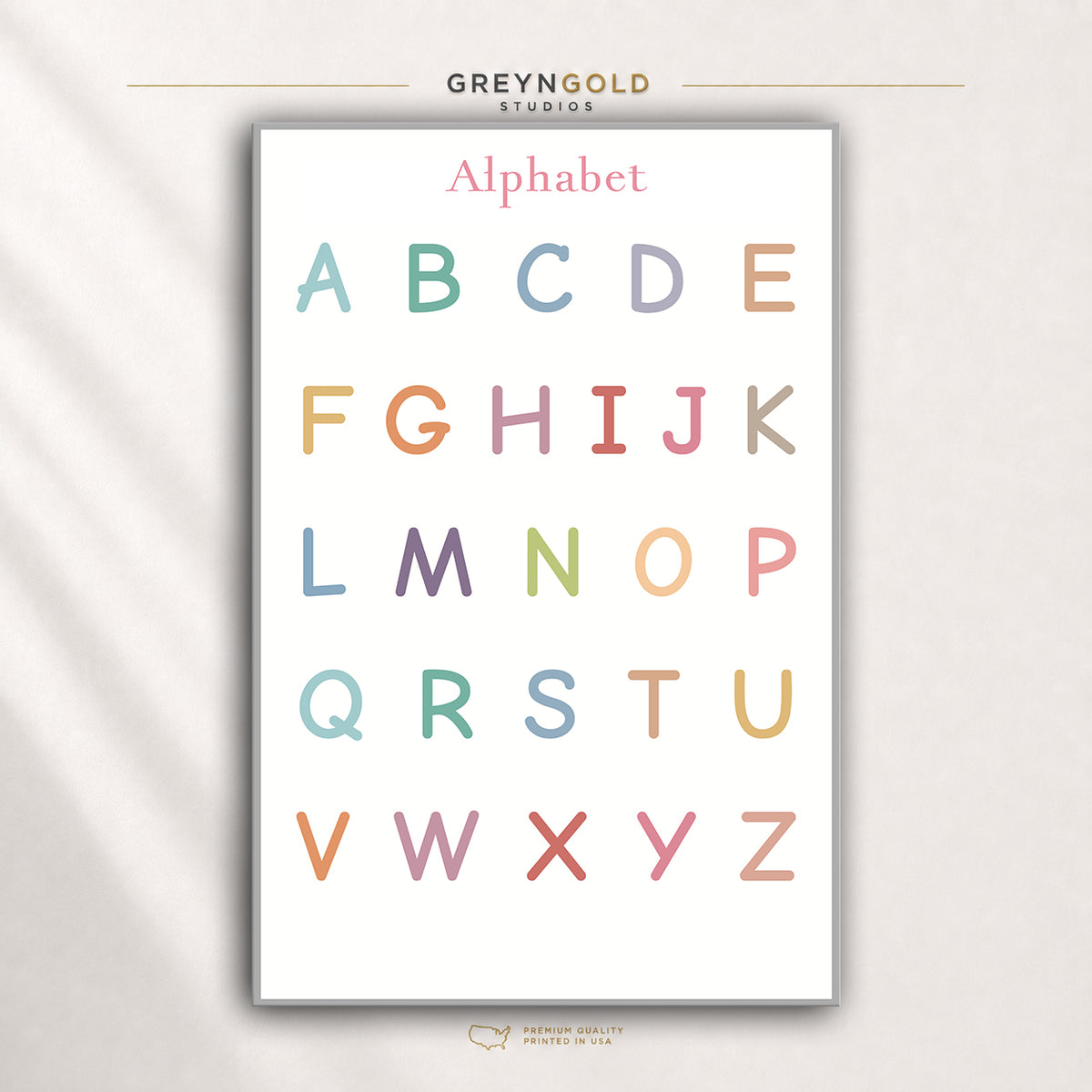 Alphabet Poster for Kids – ABC Educational Wall Art, Preschool Classroom Decor, Nursery Learning Print Premium Poster Print - Pick Size