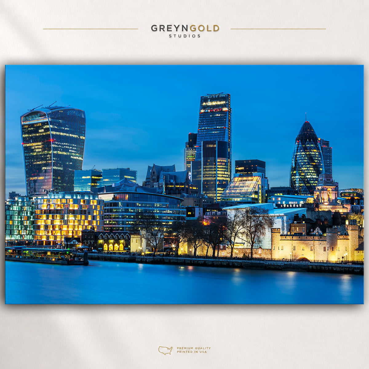 London Skyline Night Poster – Cityscape Wall Art, UK Travel Print, Home & Office Decor Premium Poster Print - Pick Size