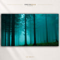 Misty Forest Wall Art Poster, Foggy Woodland Print, Blue Green Nature Poster, Moody Forest Decor, Scenic Wilderness Wall Art, Bedroom Living Room Decor Premium Poster Print - Pick Size