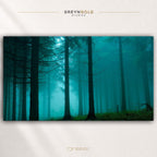 Misty Forest Wall Art Poster, Foggy Woodland Print, Blue Green Nature Poster, Moody Forest Decor, Scenic Wilderness Wall Art, Bedroom Living Room Decor Premium Poster Print - Pick Size
