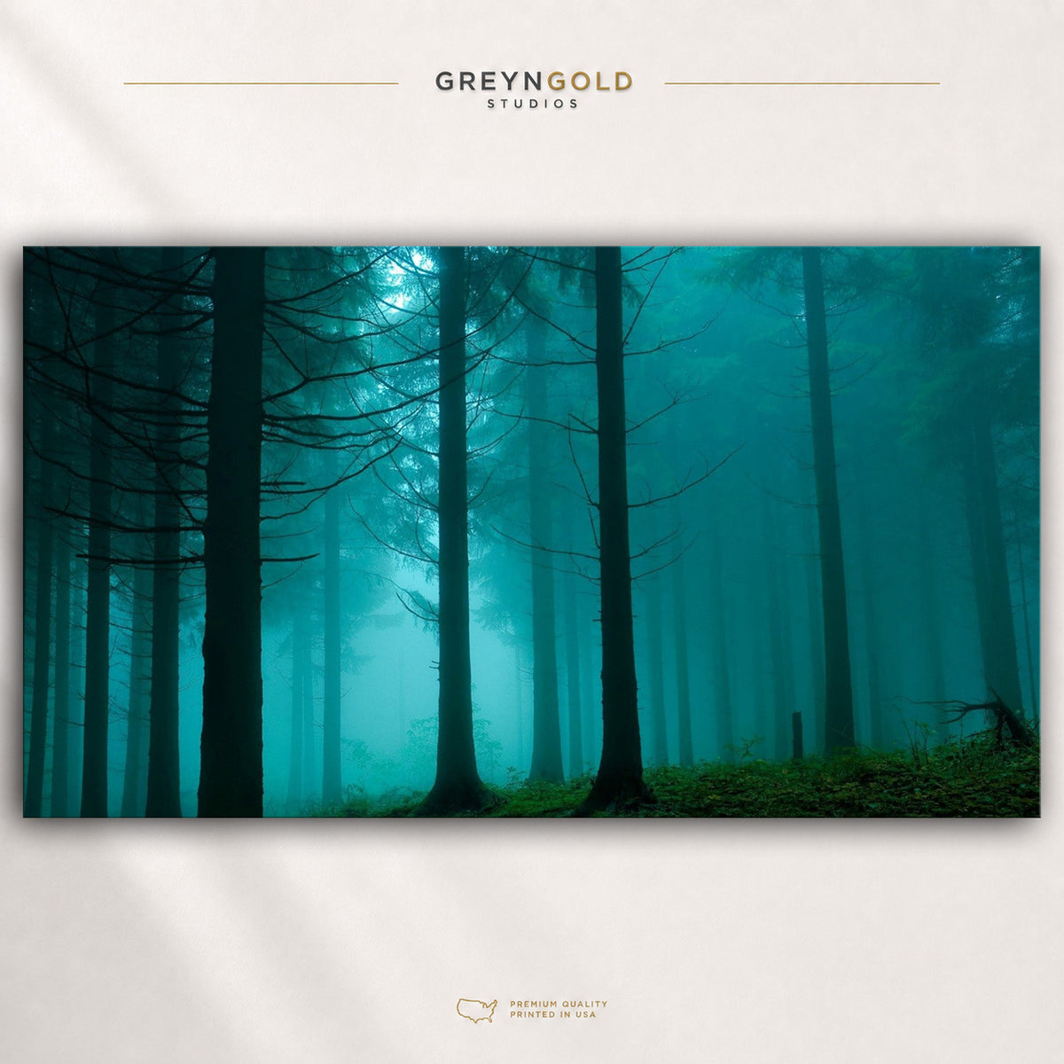 Misty Forest Wall Art Poster, Foggy Woodland Print, Blue Green Nature Poster, Moody Forest Decor, Scenic Wilderness Wall Art, Bedroom Living Room Decor Premium Poster Print - Pick Size