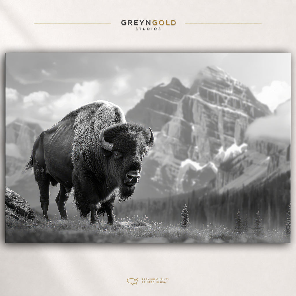 Bison Buffalo Poster Wall Art - American Wild Animal Nature Print, Safari Forest Decor, Rustic Cabin Lodge Artwork, Animal Lover Gift, Living Room Bedroom Office Wall Decor Premium Poster Print - Pick Size