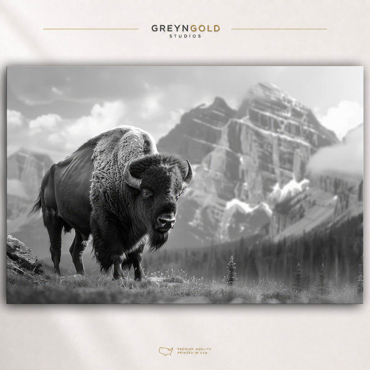 Bison Buffalo Poster Wall Art - American Wild Animal Nature Print, Safari Forest Decor, Rustic Cabin Lodge Artwork, Animal Lover Gift, Living Room Bedroom Office Wall Decor Premium Poster Print - Pick Size